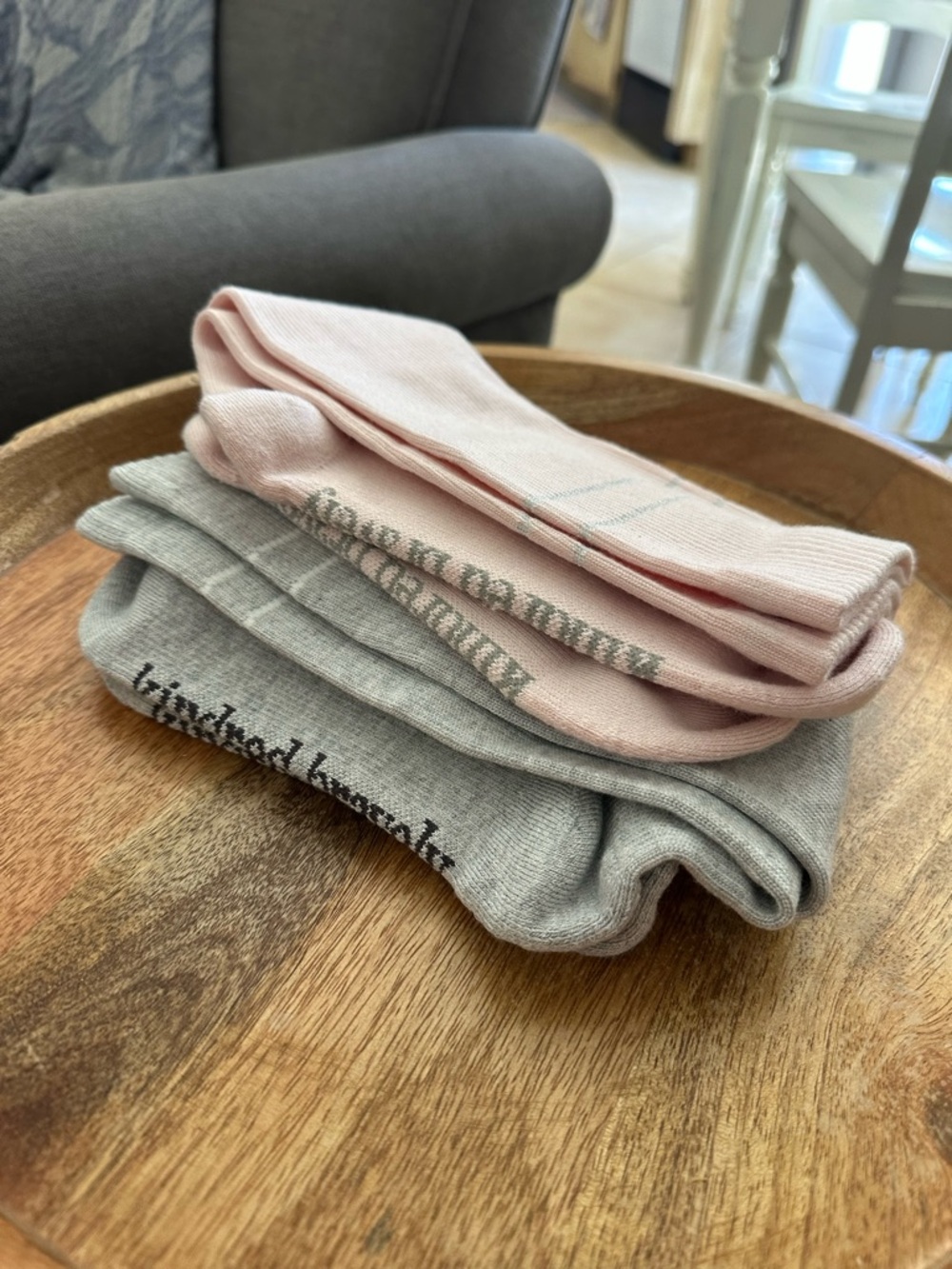 Kindred Bravely Pink and Gray Nursing Socks